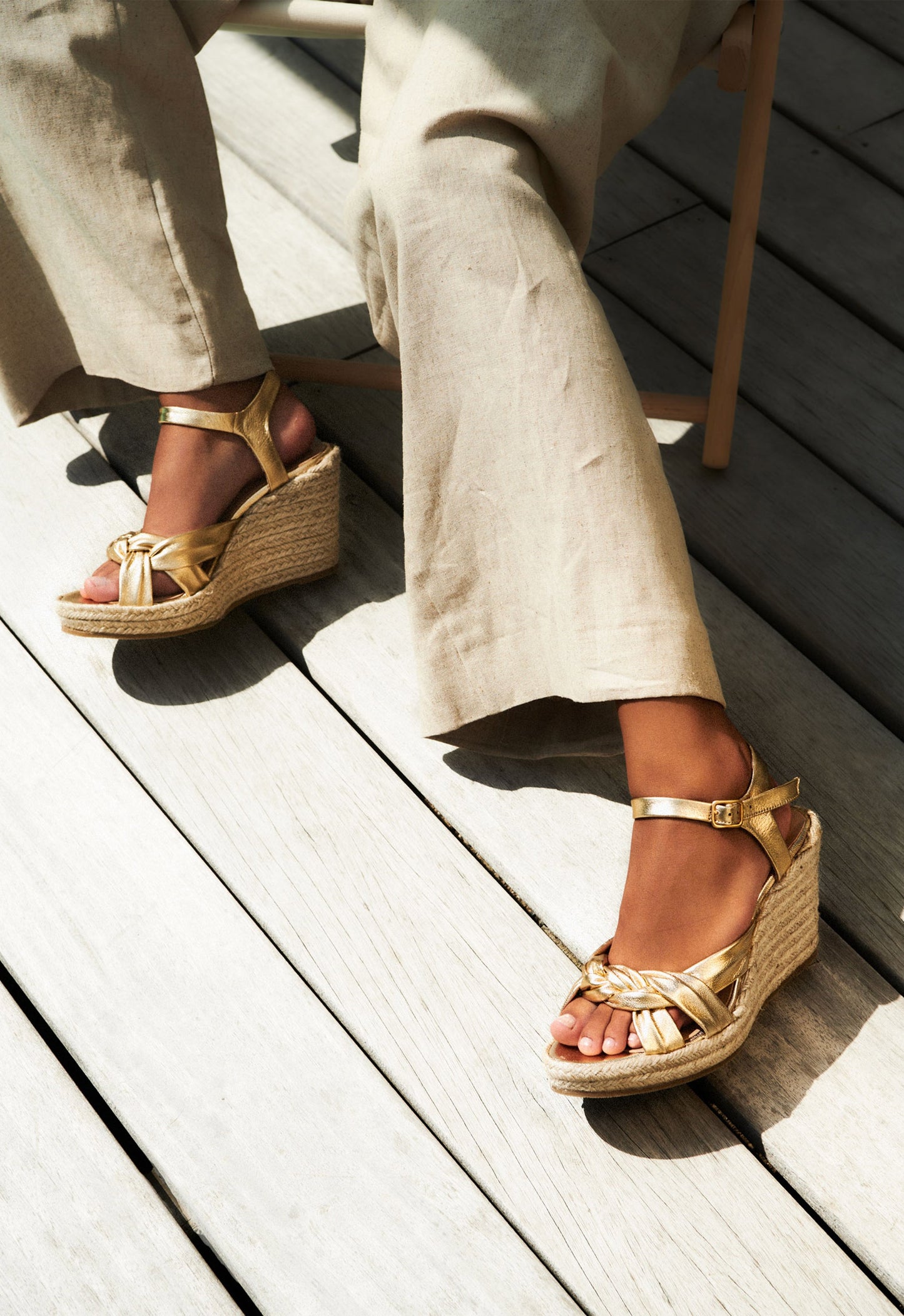 Maja™ | Guld Espadrillos för Sommarflärd