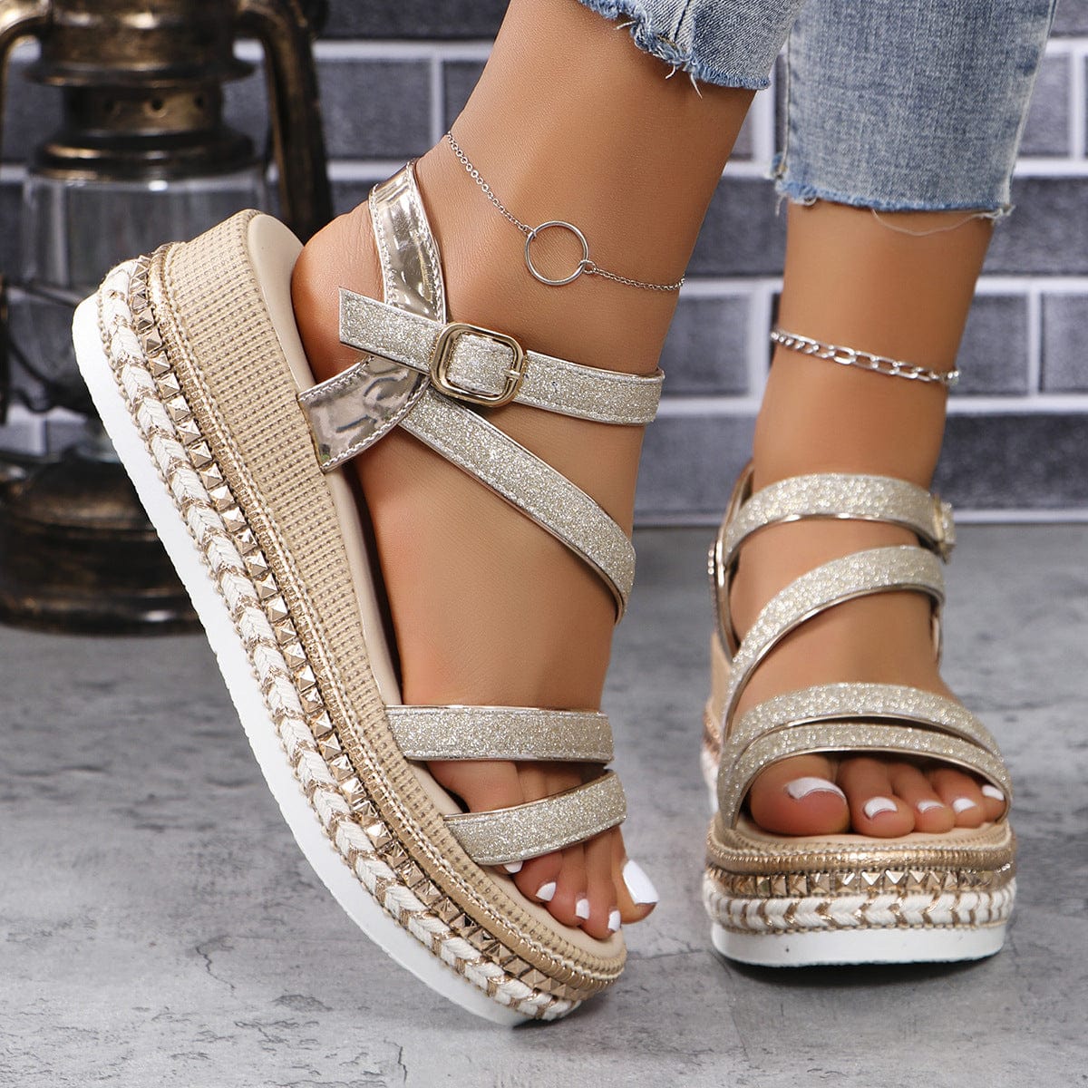 Signe™ | Ortopediska Glittersandaler med Komfort & Stil