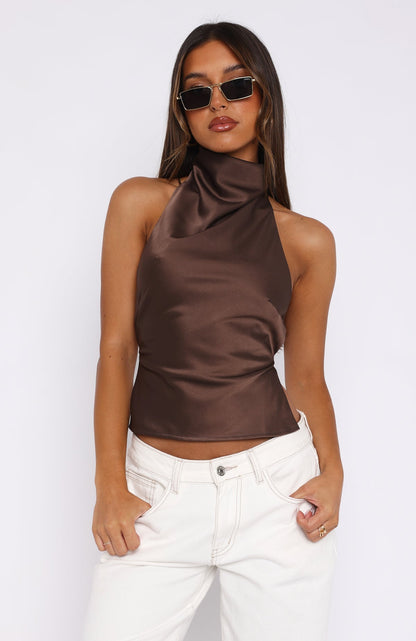 Matilda™ | Halternecktop i Chokladbrun – Sensuell & Festredo