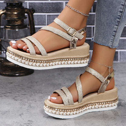 Signe™ | Ortopediska Glittersandaler med Komfort & Stil