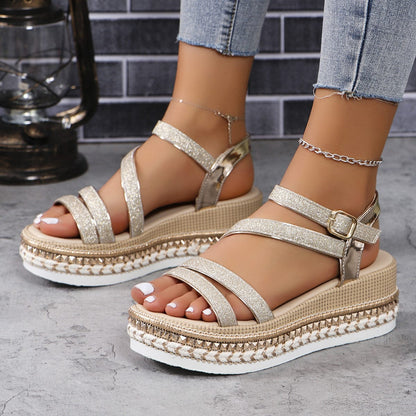 Signe™ | Ortopediska Glittersandaler med Komfort & Stil