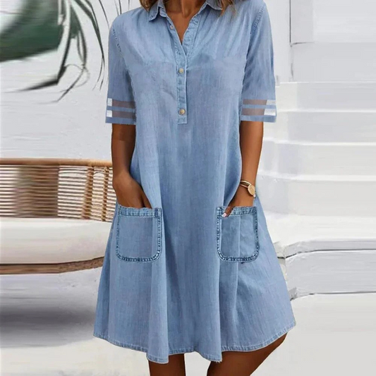 Jill™ | Jeansklänning i Minilängd med Sidofickor