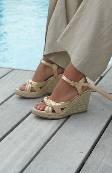 Maja™ | Guld Espadrillos för Sommarflärd