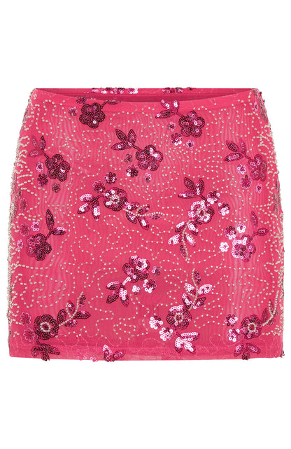 Capri Cove™ | Beaded Mini Skirt Pink – Glittrande sommarstil & perfekt passform